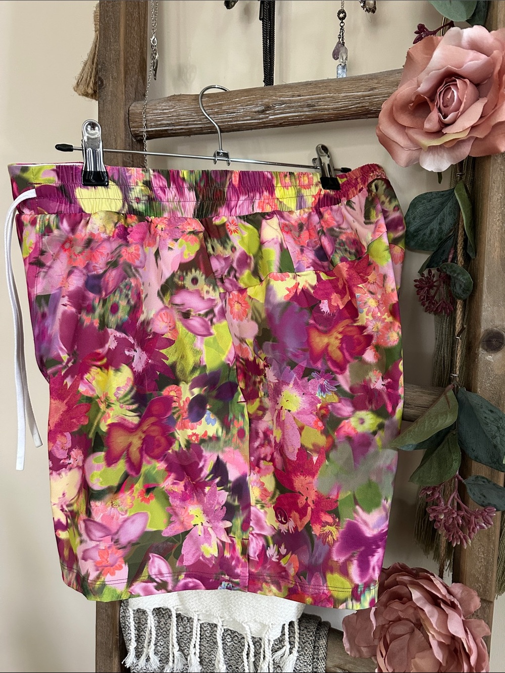 lululemon athletica Swim Shorts - Pink & Green Floral Drawstring Trunks